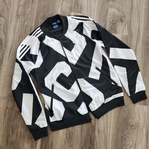 Adidas Black White Trefoil Zip Up Track Jacket M